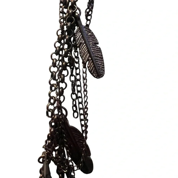 Boho Silver Chain Feather Statement Necklace Real Feathers Festival Western Art - Picture 4 of 8